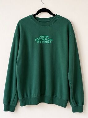 Post Malone Austin Dark Forest Green Crewneck Sweatshirt - Unisex Size Medium